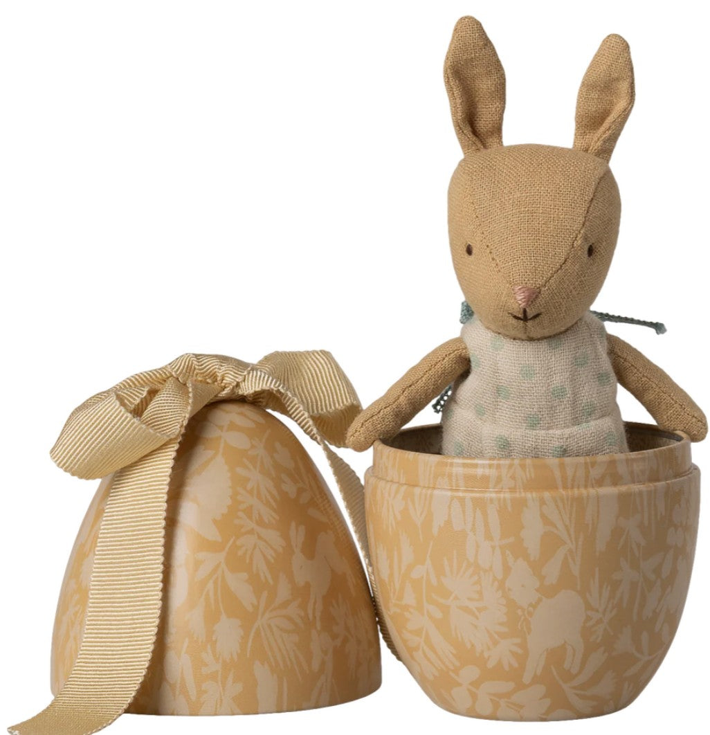 Maileg Easter Egg with Micro Rabbit, Cream Yellow
