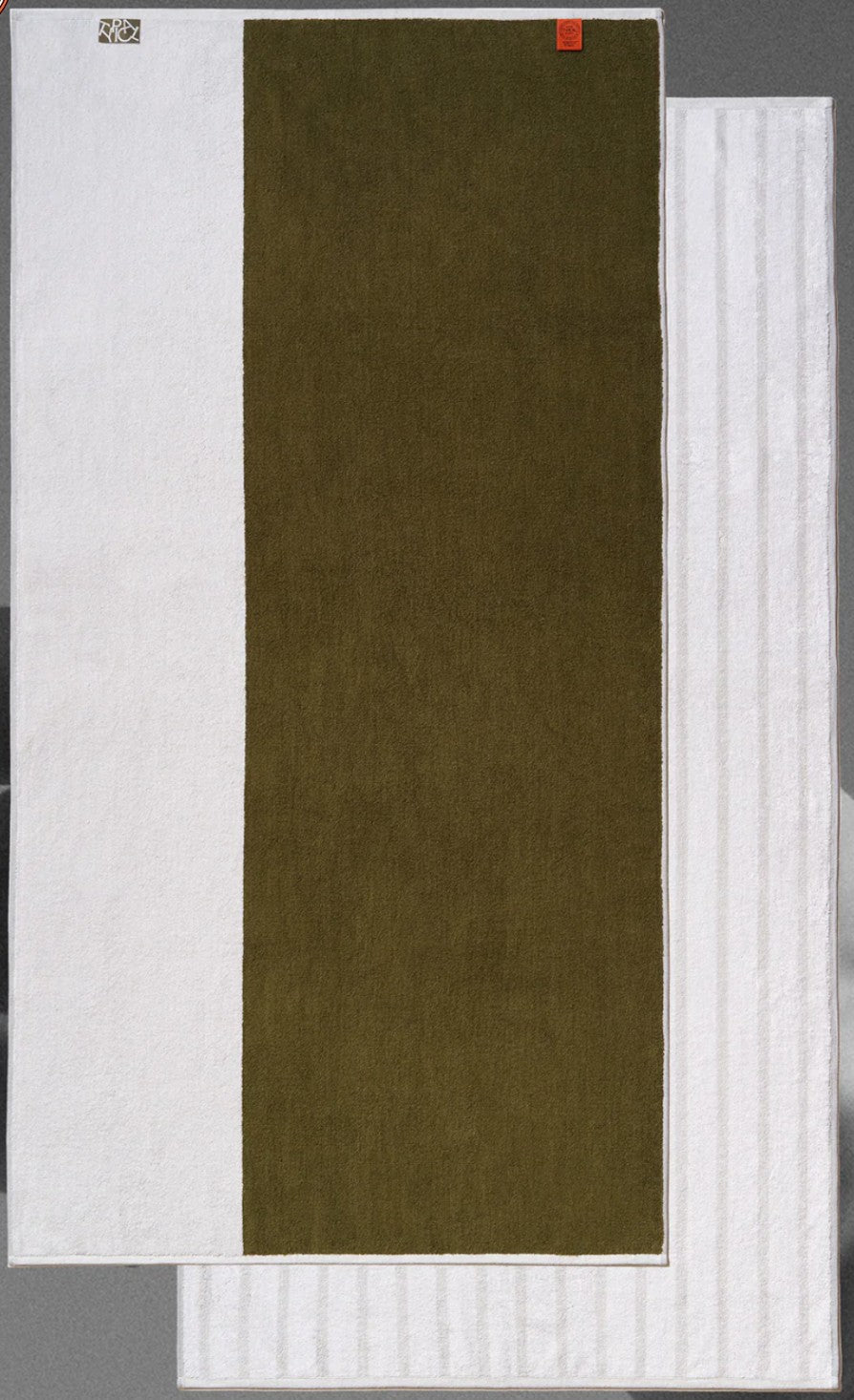 Typical Two-Tone B Side: Ceramic Clay, Moss Green Bath Towel