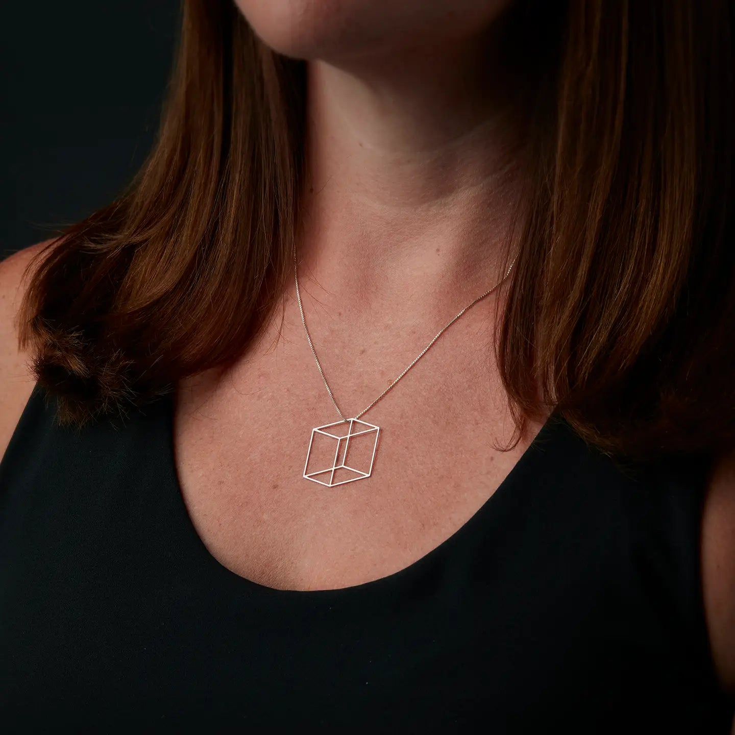 Angular Moment Cube Stainless Steel Necklace