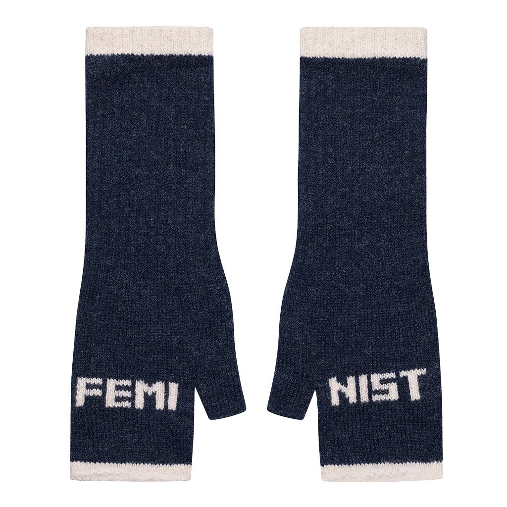 Black and Beech Feminist Open Fingered Gloves