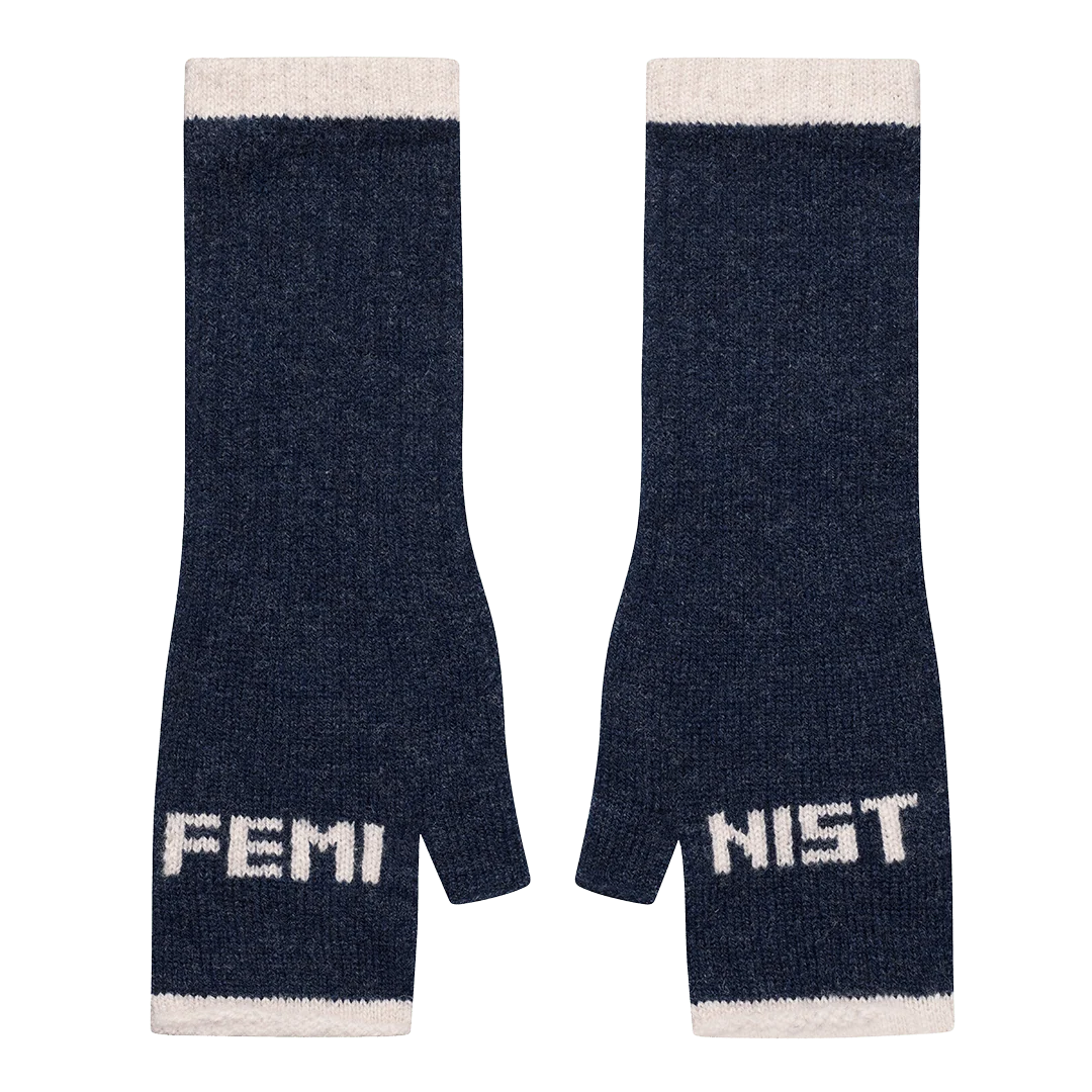 Black and Beech Feminist Open Fingered Gloves