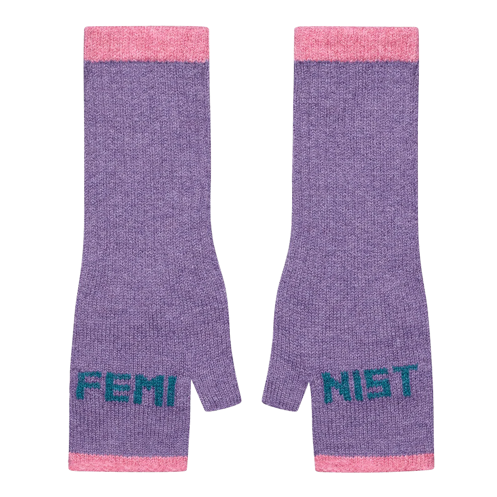 Black and Beech Feminist Open Fingered Gloves