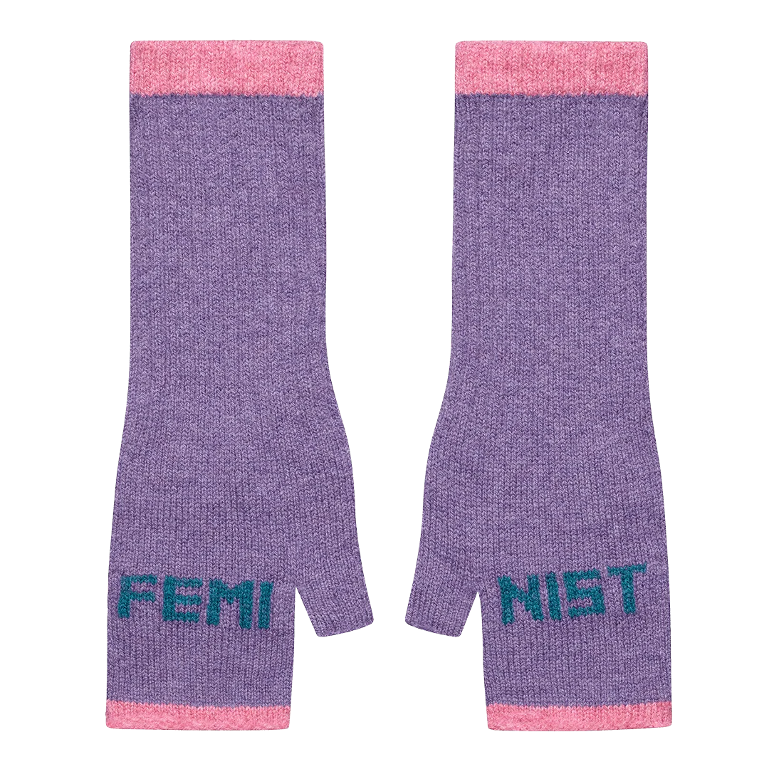 Black and Beech Feminist Open Fingered Gloves
