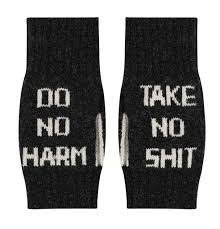 Black and Beech Do No Harm Take No Shit Mittens
