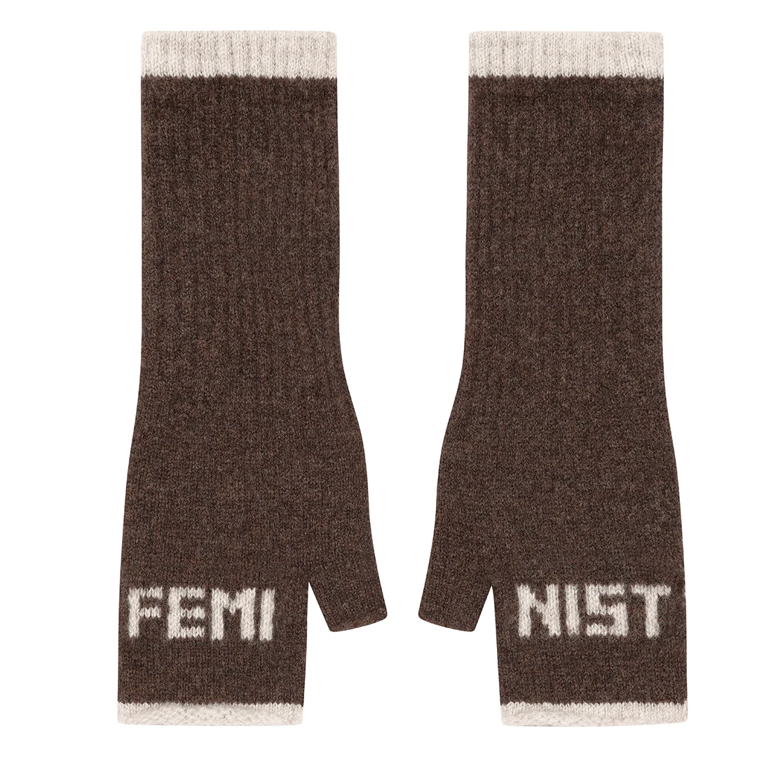 Black and Beech Feminist Open Fingered Gloves