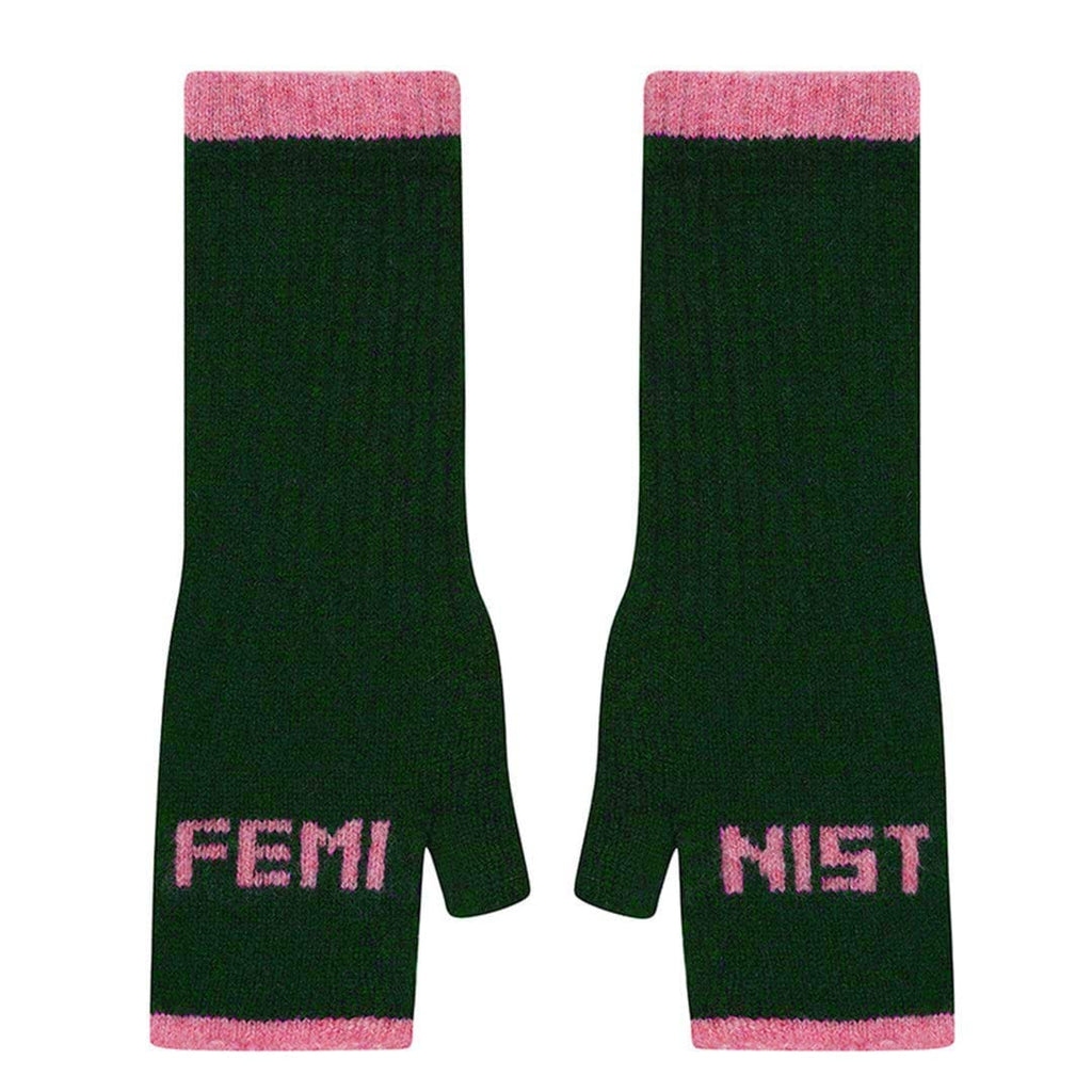 Black and Beech Feminist Open Fingered Gloves