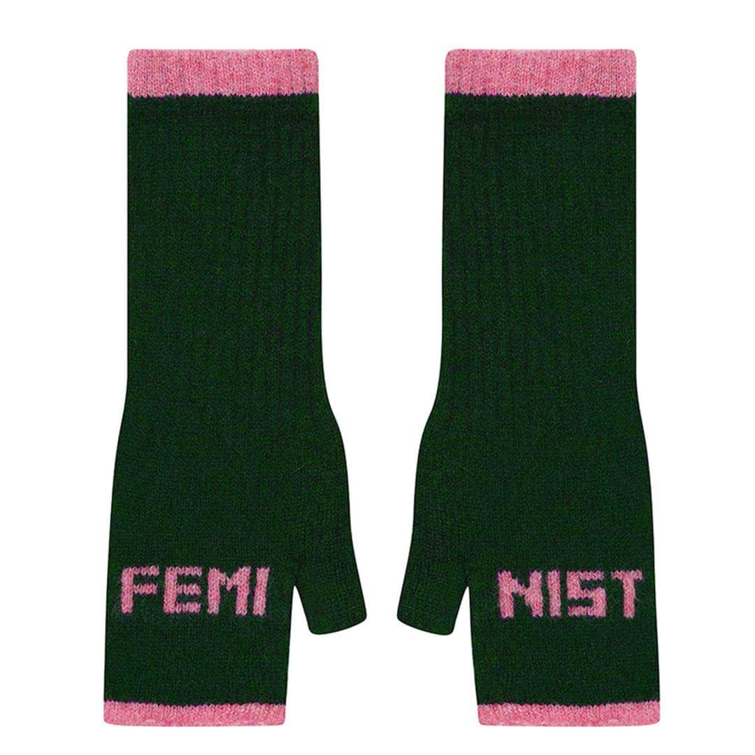 Black and Beech Feminist Open Fingered Gloves