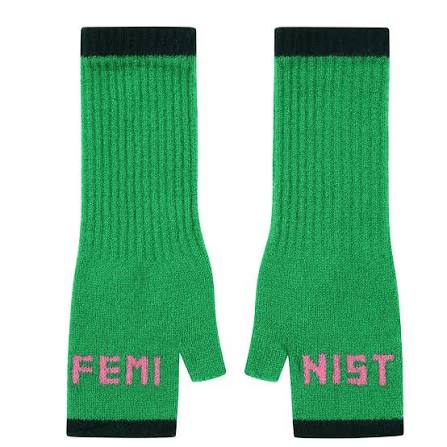 Black and Beech Feminist Open Fingered Gloves