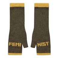 Black and Beech Feminist Open Fingered Gloves