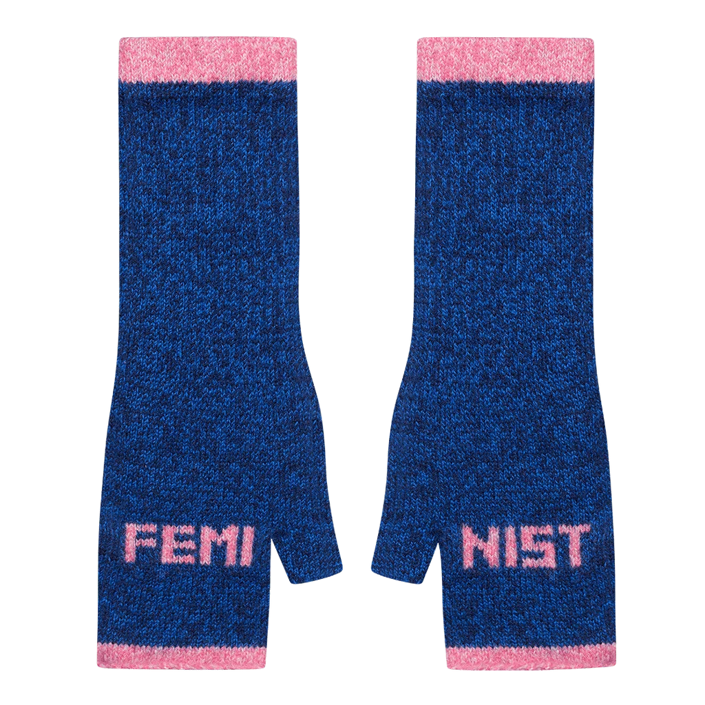 Black and Beech Feminist Open Fingered Gloves