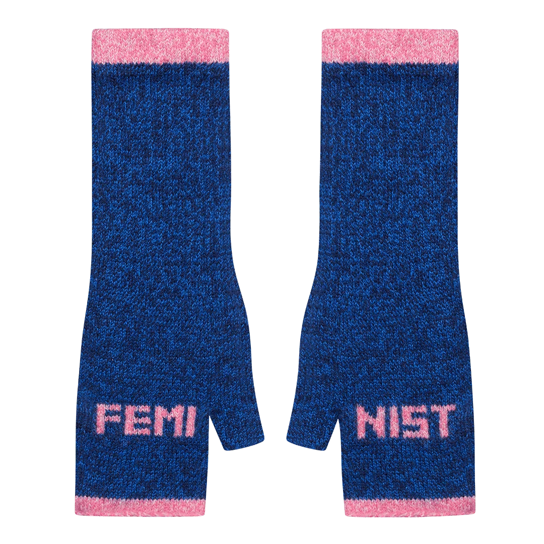 Black and Beech Feminist Open Fingered Gloves