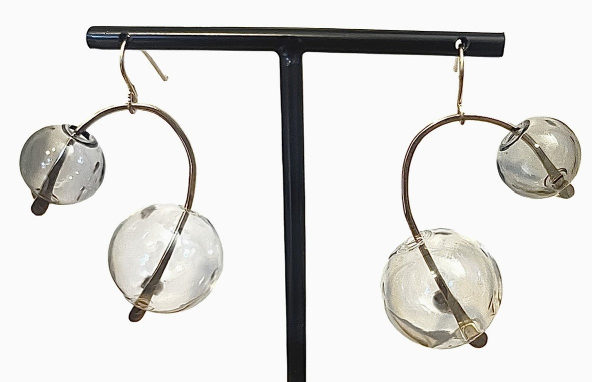 CanDid Art Bubble Celestrial Earrings: Clear and Smokey Grey