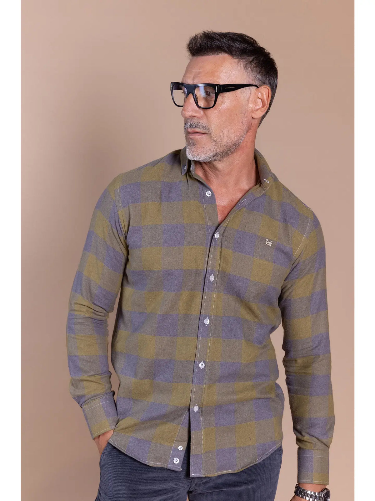 Custi Mikelo Khaki Check Flannel Shirt