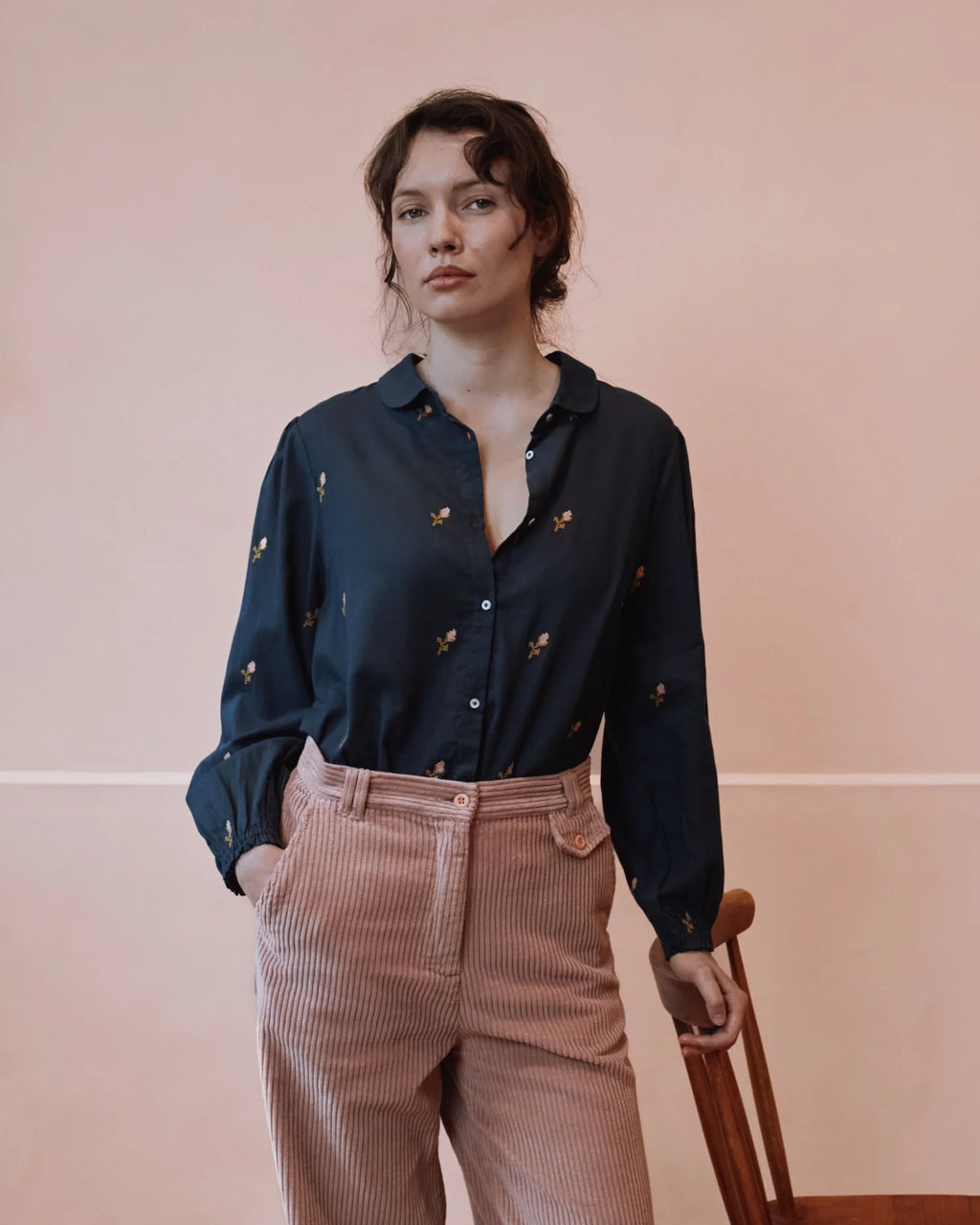 Emile et Ida Calypso Embroidered Flower Blouse