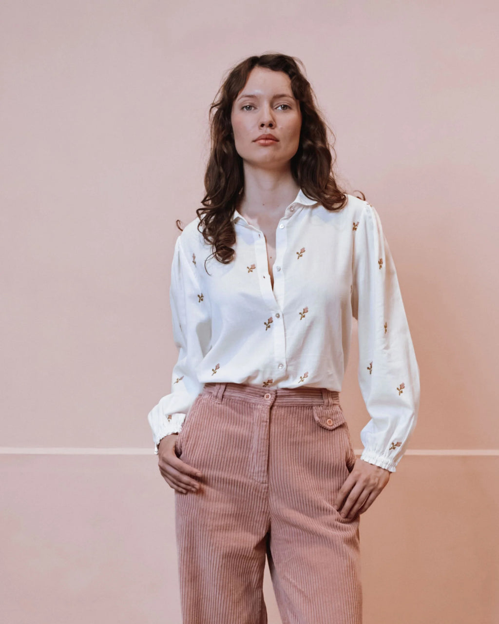 Emile et Ida Calypso Embroidered Flower Blouse