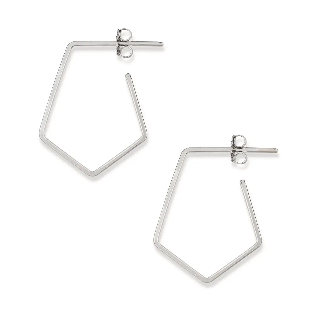Freshie & Zero Geometric Minimal Hoop Earrings, Sterling Silver