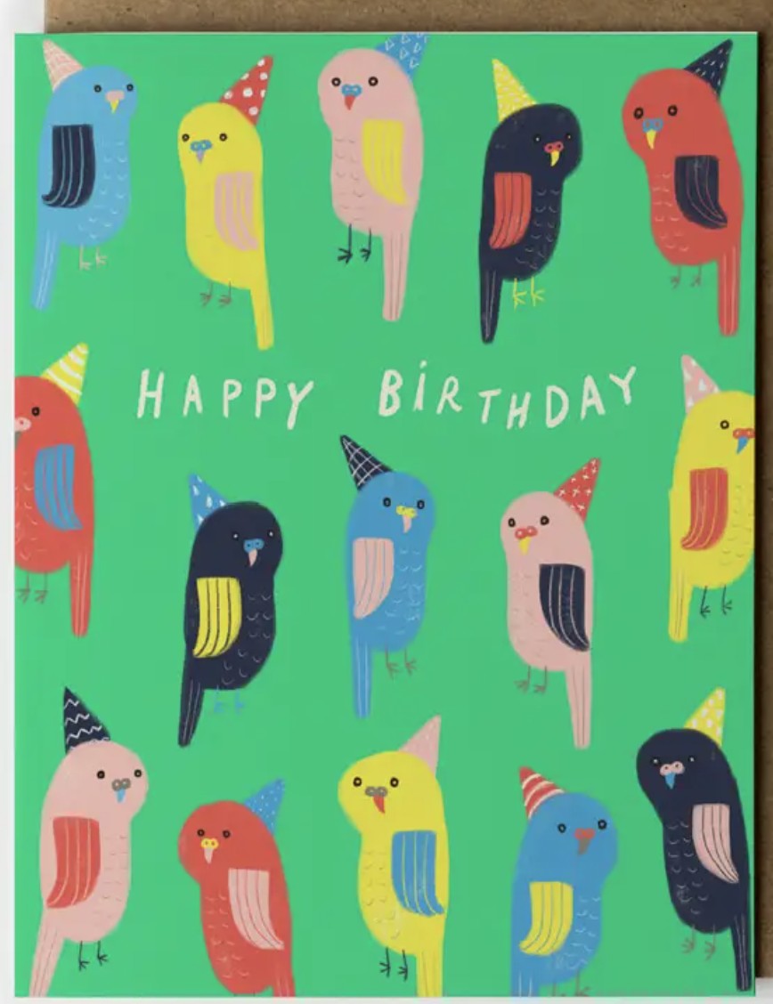 Honeyberry Budgie Parakeet Birthday Card