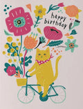 Honeyberry Cat on a Bicycle Birthday Card