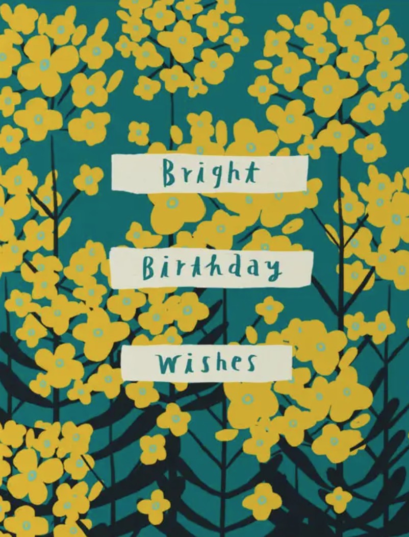 Honeyberry Mustard Flowers Birthday Card