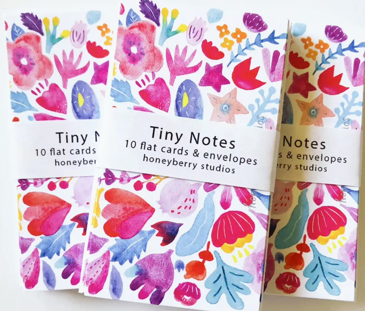 Honeyberry Pink and Red Flowers Tiny Notes
