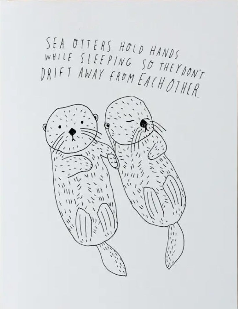 Honeyberry Sea Otters Holding Hands Card