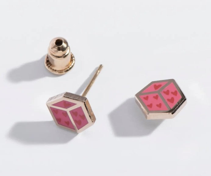 Larissa Loden Heart Dice Enamel Stud Earrings