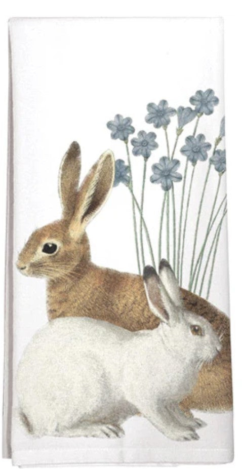 Mary Lake Thompson Blue Flower Bunnies Towel