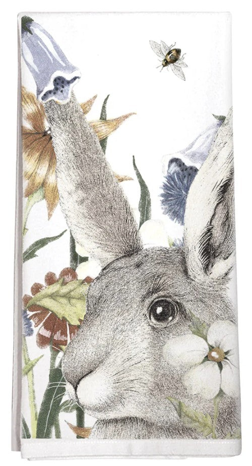 Mary Lake Thompson Rabbit Flowers Towel