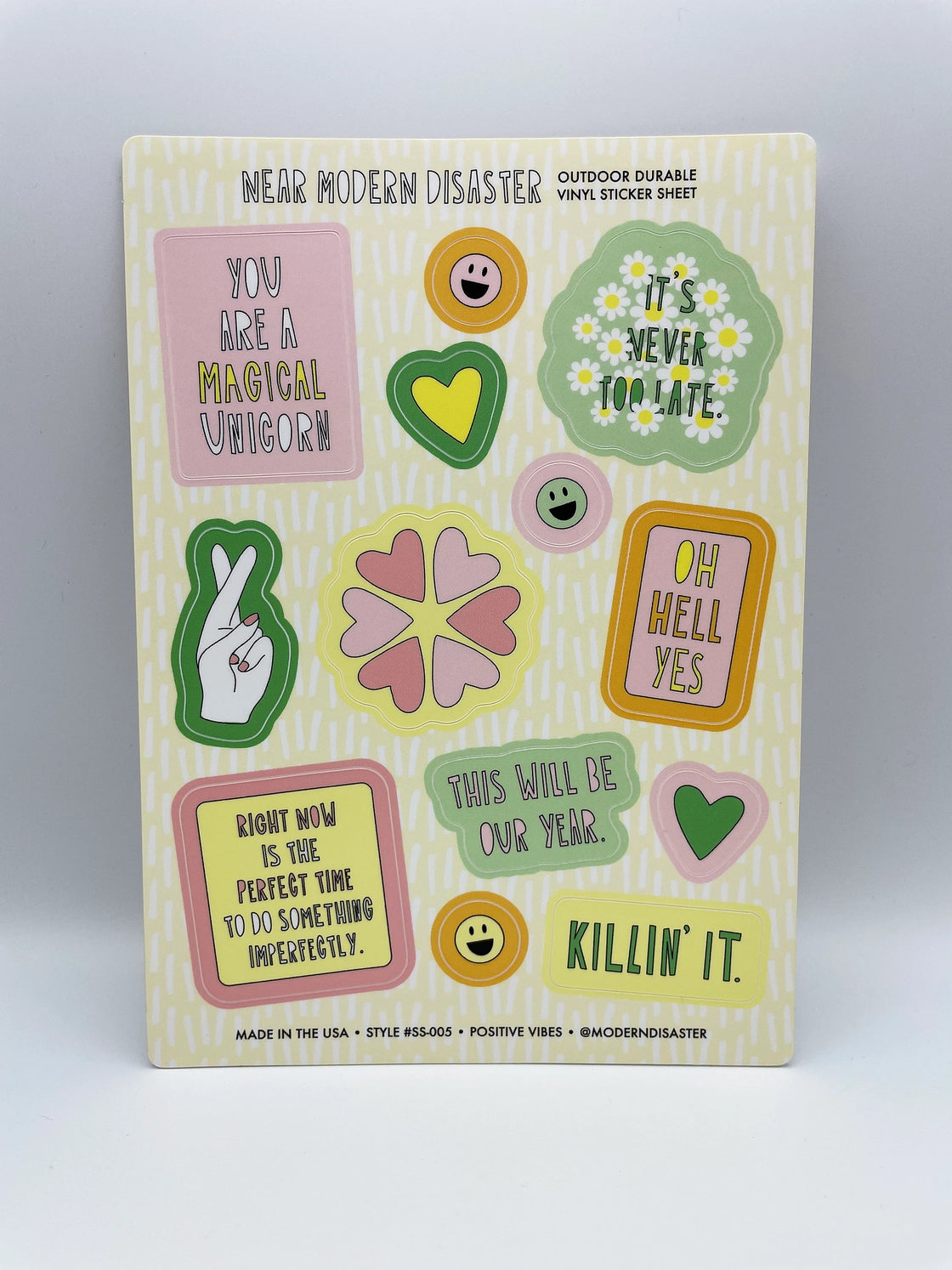 Near Modern Disaster Positive Vibes sticker sheet