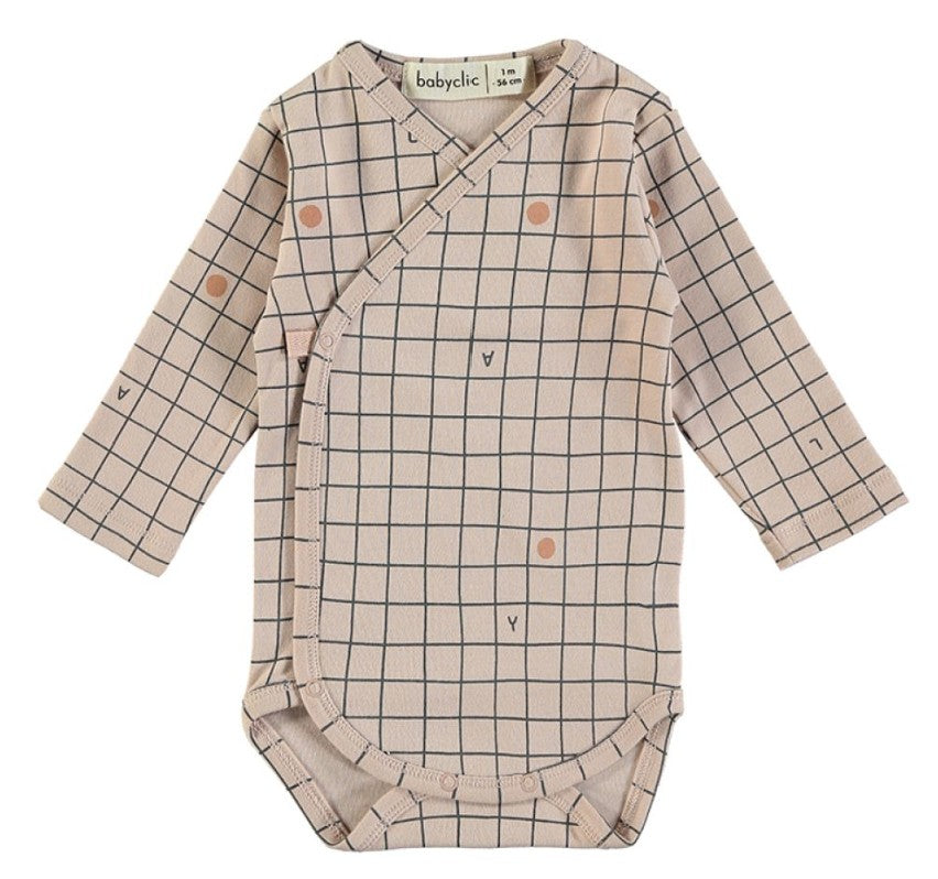 babyclic Checks Nude Long Sleeve Bodysuit