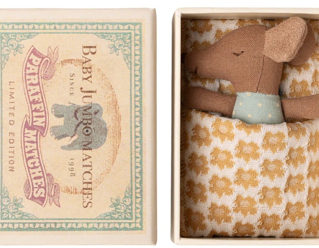 Maileg Sleepy Wakey Baby Mouse Blue