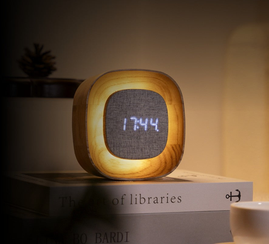 Gingko Lumos Clock, Square, White Ash