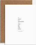 Souvenir I Want to Remember Us Card