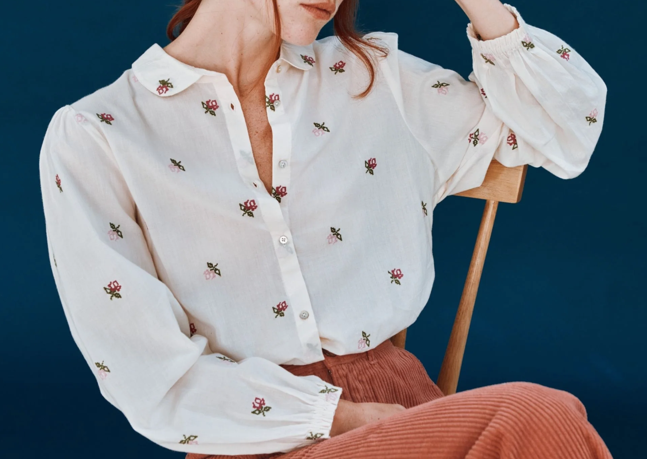 Emile & Ida Calypso Embroidered Blouse
