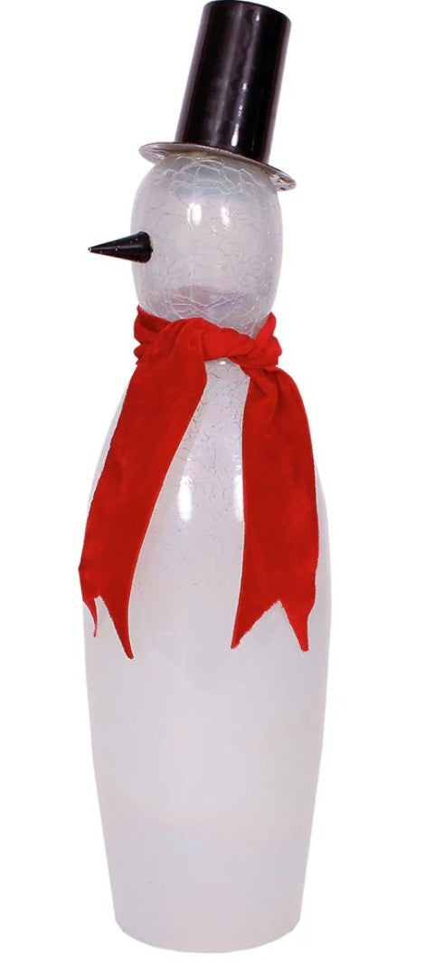 India House Snowman Slim Crackle Glass Luster