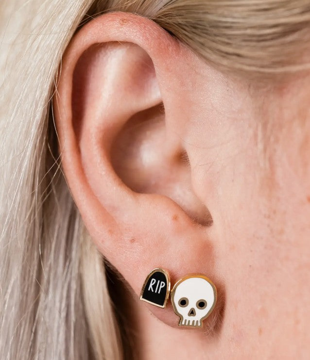 Larissa Loden Skull Enamel Stud Earrings