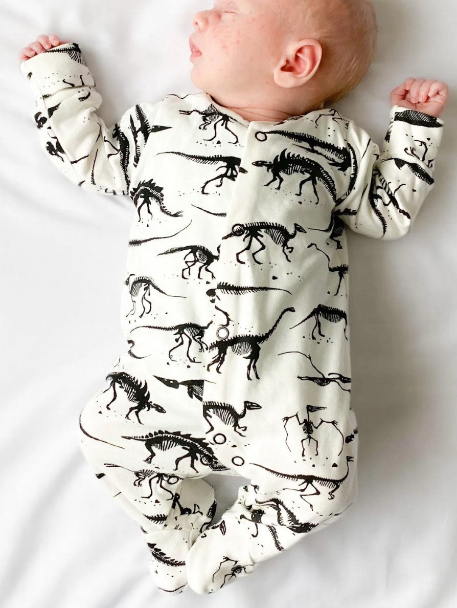 Fred & Noah Sleepsuit - Milk Dino