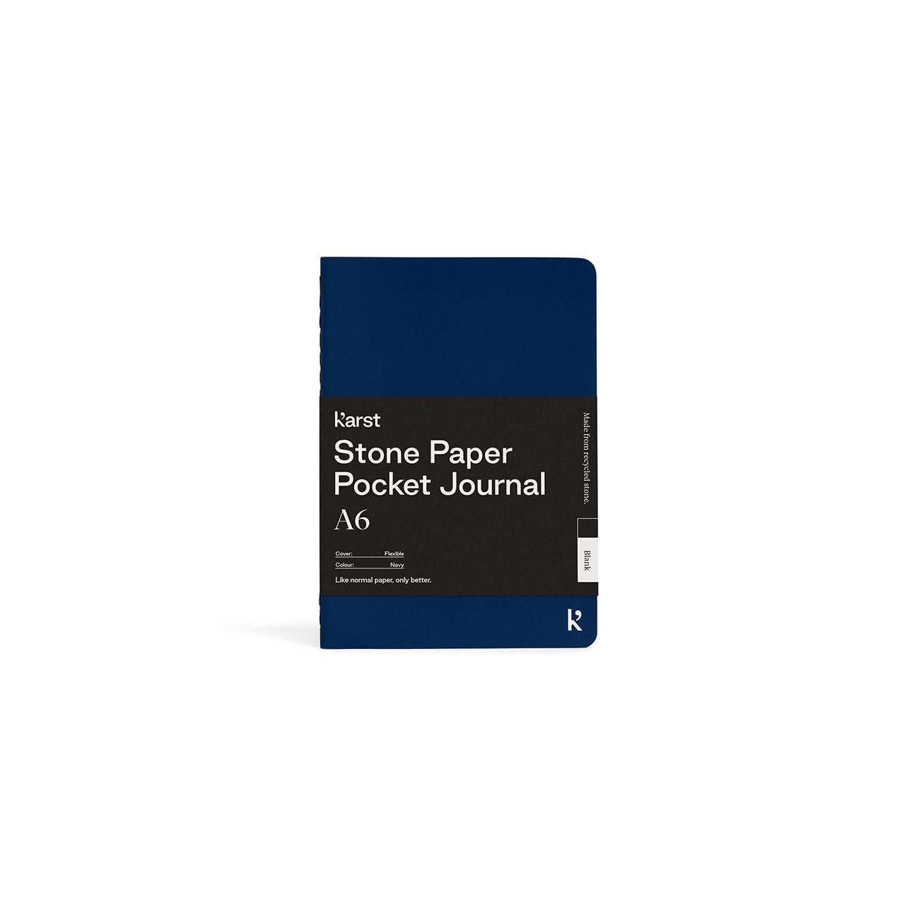 Karst Stone Paper Pocket Journal (A6), Navy