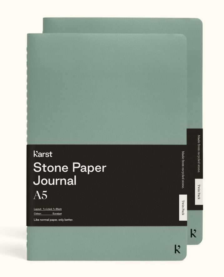 Karst Stone Paper Journal (A5), Twin Pack, Eucalyptus