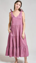 Mata Traders Lorelei Tiered Dress Purple Buds