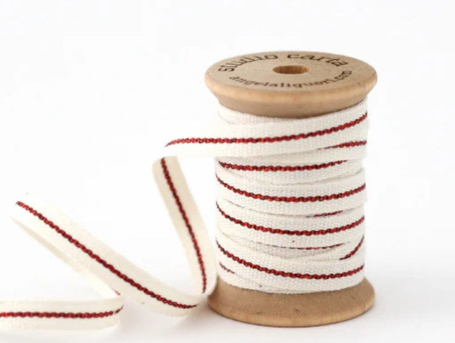 Studio Carta Metallic Line Ribbon, Natural/Red