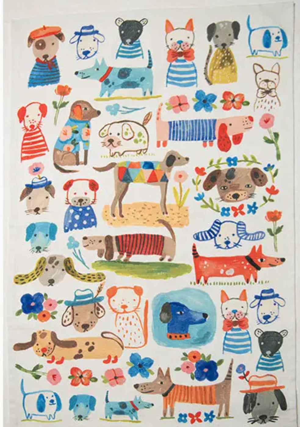 Bon Artis Painted Dog Tea Towel