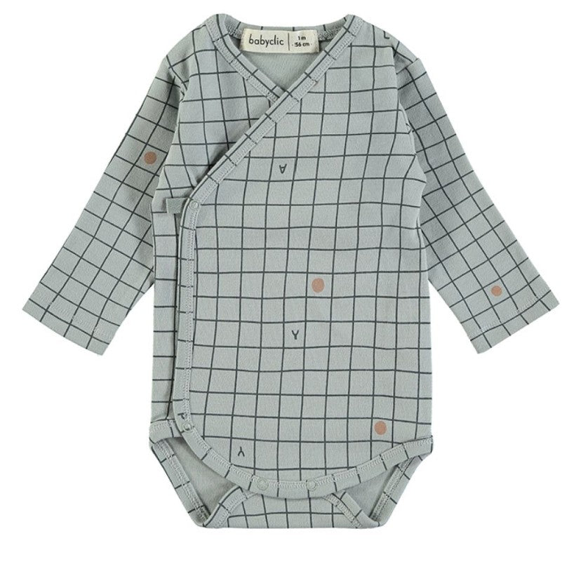 babyclic Checks Blue Long Sleeve Bodysuit