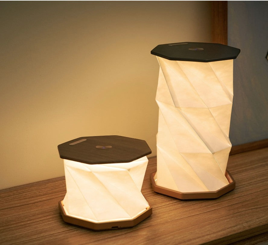 Gingko Twist Hexagon Lamp, Walnut