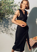 Hebe Black Linen Dress Sleeveless