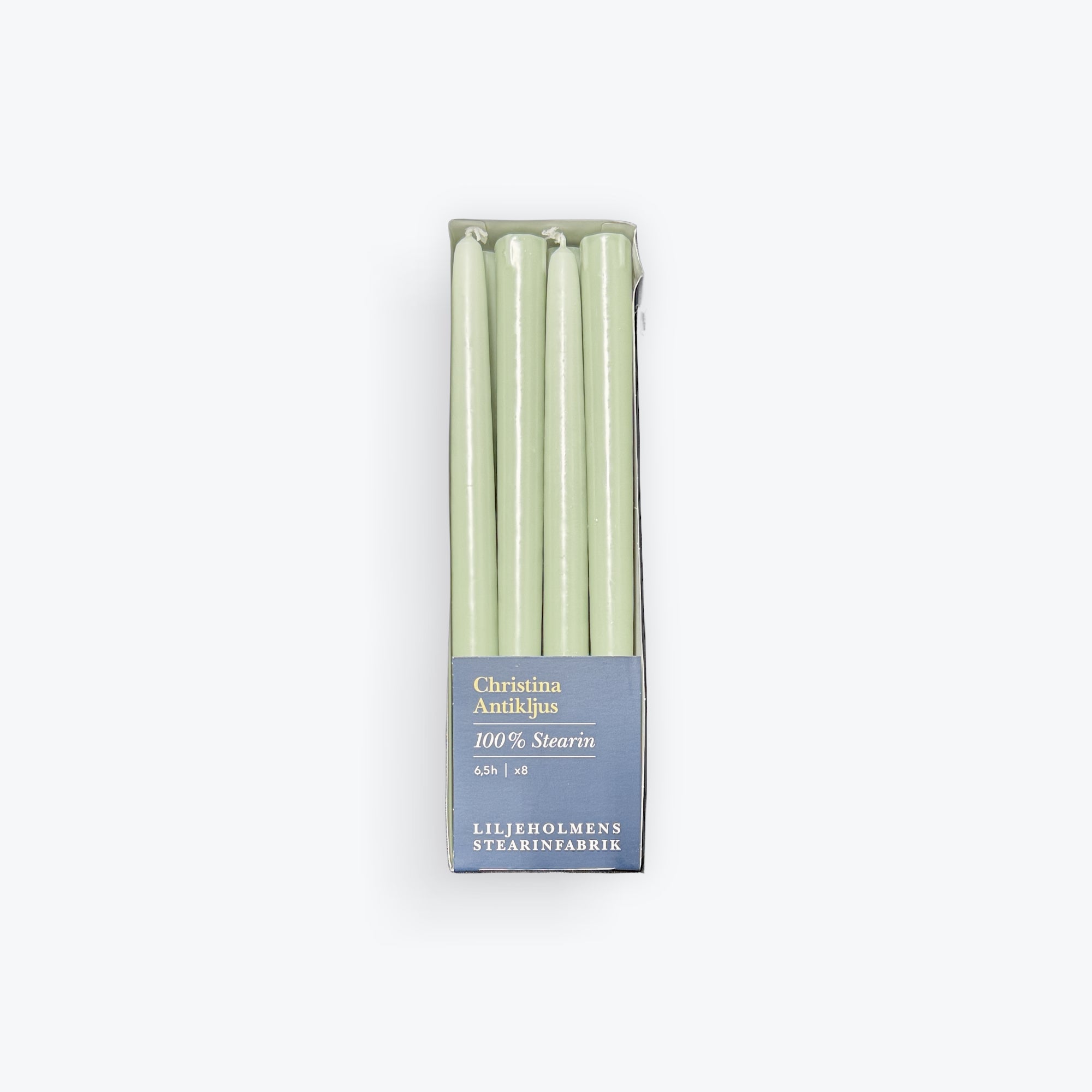 Liljeholmens Stearinfabrik Christina Antique Taper Candles, 10", Pack of 8, Eucalyptus