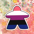 Pushing Whimsy Gender Fluid Meeple Sticker