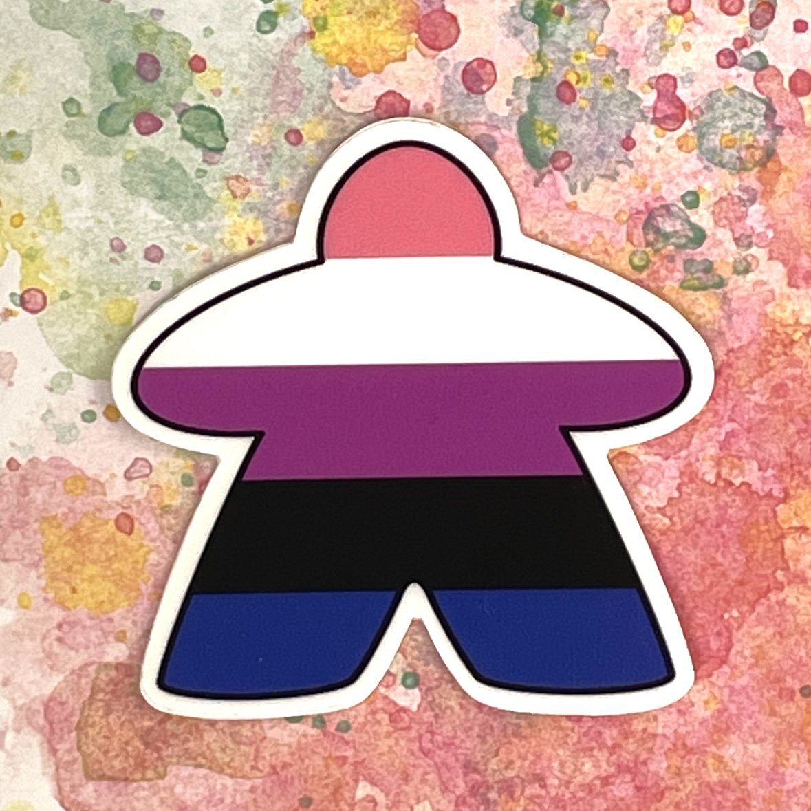 Pushing Whimsy Gender Fluid Meeple Sticker