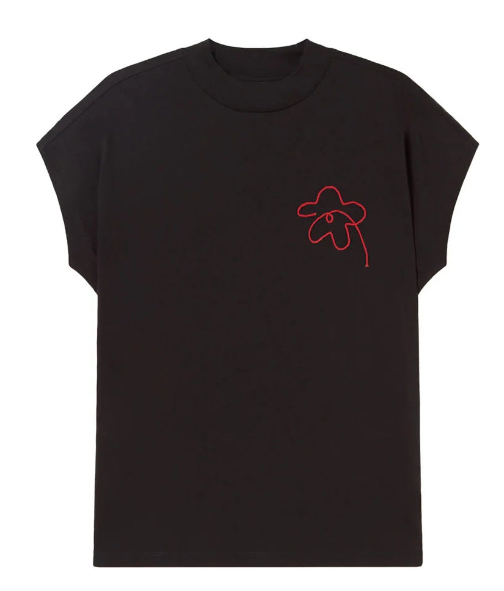 Thinking Mu Flower Cord Black Tee