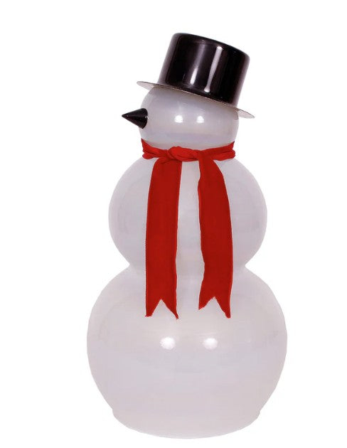 India House Snowman White Pearl Glass